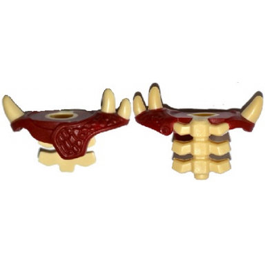 tan minifigure armor shoulder pads with 3 spikes and spine with dark red pads pattern
