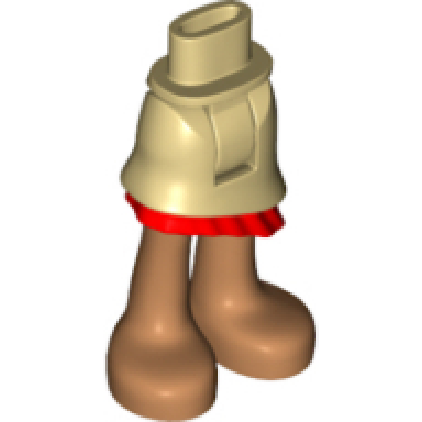 tan mini doll hips and asymmetric layered skirt red ruffle medium nougat legs and feet pattern - thick hinge