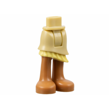 tan mini doll hips and asymmetric layered skirt bright light yellow ruffle medium nougat legs and feet pattern - thick hinge