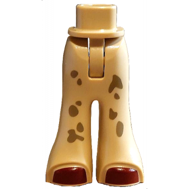 tan mini doll hips and trousers bell-bottoms with reddish brown shoes and dark tan mud stains pattern - thin hinge