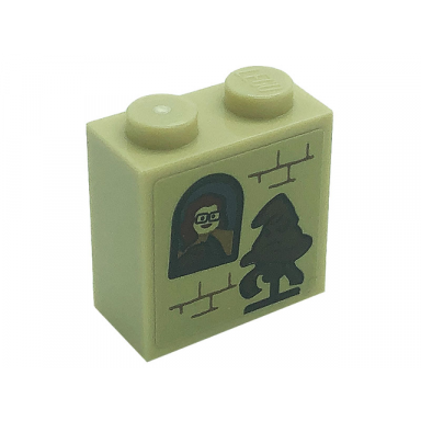 brick modified 1 x 2 x 1 2 3 with studs on side with portrait picture sorting hat and bricks pattern sticker - set 71043