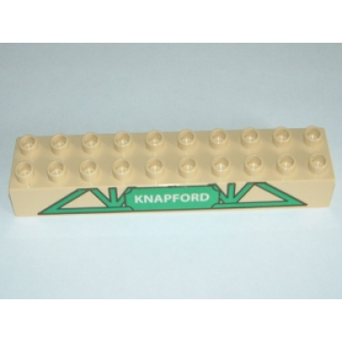 tan duplo brick 2 x 10 with green lattice pattern and knapford logo