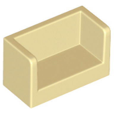 tan panel 1 x 2 x 1 with rounded corners and 2 sides
