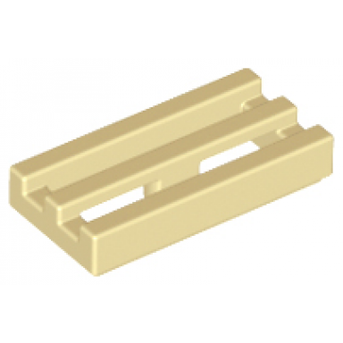 tan tile modified 1 x 2 grille with bottom groove