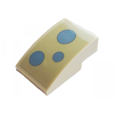 tan slope curved 3 x 2 with gray polka dots pattern sticker - set 75937