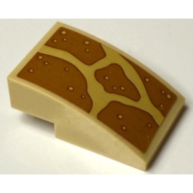 tan slope curved 3 x 2 with medium nougat stones and dots pattern sticker - set 43231