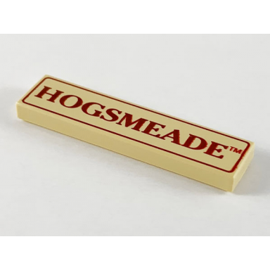 tan tile 1 x 4 with dark red hogsmeade and border pattern