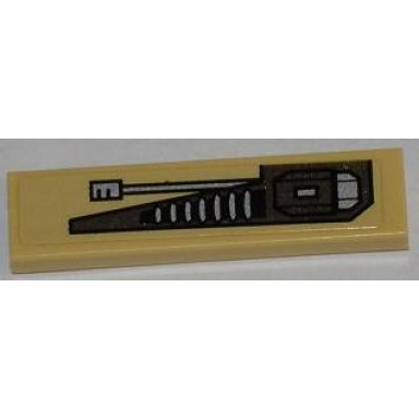 tan tile 1 x 4 with gun turret bottom half pattern model left side sticker - set 76001