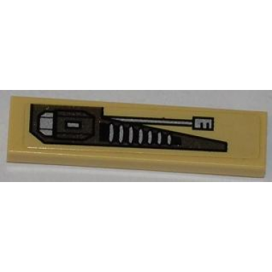 tan tile 1 x 4 with gun turret bottom half pattern model right side sticker - set 76001