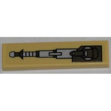 tan tile 1 x 4 with gun turret top half pattern model left side sticker - set 76001