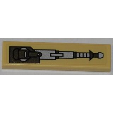 tan tile 1 x 4 with gun turret top half pattern model right side sticker - set 76001