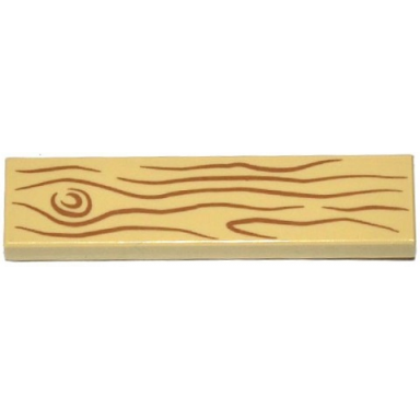 tan tile 1 x 4 with wood grain medium nougat pattern