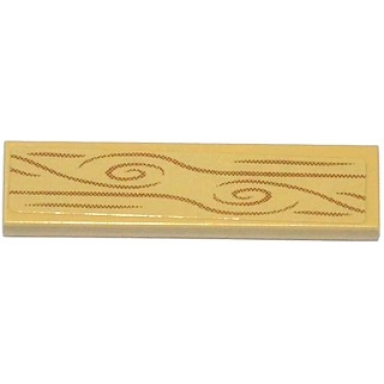 tan tile 1 x 4 with wood grain on tan background pattern sticker - set 41073