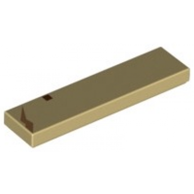 tan tile 1 x 4 with reddish brown square and lightning shaped scar pattern