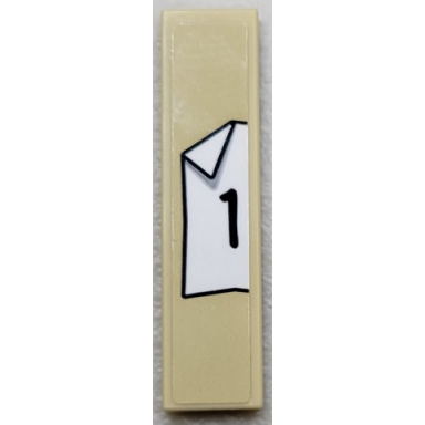 tan tile 1 x 4 with black number 1 on white paper background with folded corner pattern sticker - set 910016
