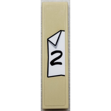 tan tile 1 x 4 with black number 2 on white paper background with folded corner pattern sticker - set 910016