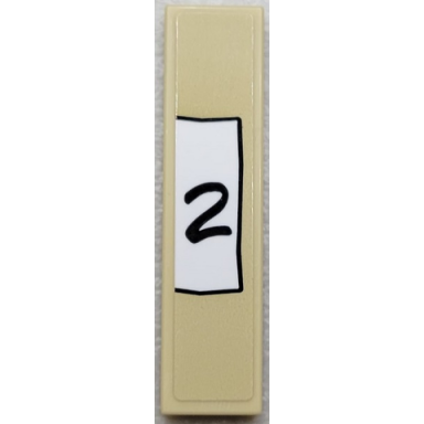 tan tile 1 x 4 with black number 2 on white paper background pattern sticker - set 910016