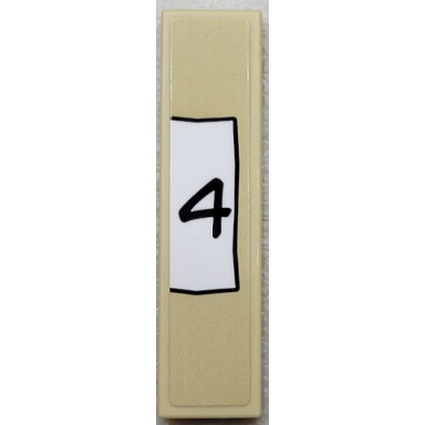 tan tile 1 x 4 with black number 4 on white paper background pattern sticker - set 910016