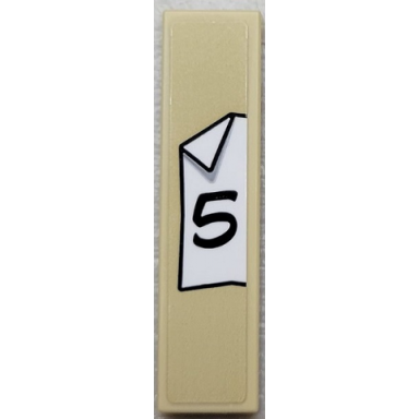 tan tile 1 x 4 with black number 5 on white paper background with folded corner pattern sticker - set 910016