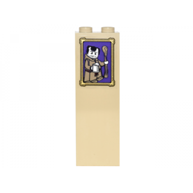 tan brick 1 x 2 x 5 with picture frame with beggar on dark purple background pattern sticker - set 4842