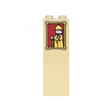 tan brick 1 x 2 x 5 with picture frame with sorcerer on dark red background pattern sticker - set 4842