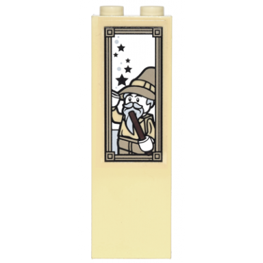 tan brick 1 x 2 x 5 with stars and wizard in frame pattern sticker - set 4867