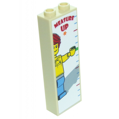 tan brick 1 x 2 x 5 with coaster operator height chart and measure up pattern sticker - set 10261