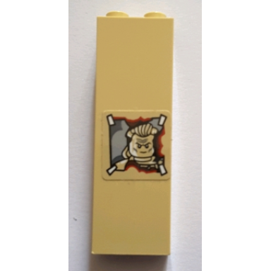 tan brick 1 x 2 x 5 with worn ghostbusters minifigure picture pattern 2 sticker - set 75827