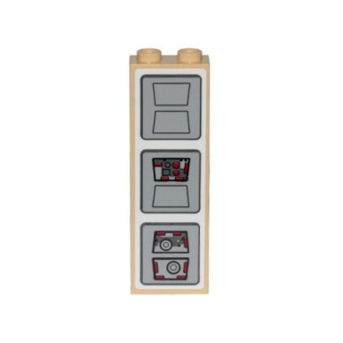 tan brick 1 x 2 x 5 with sw cloud city control panels pattern sticker - set 75222