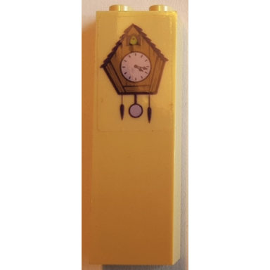 tan brick 1 x 2 x 5 with cuckoo clock pattern sticker - set 41369