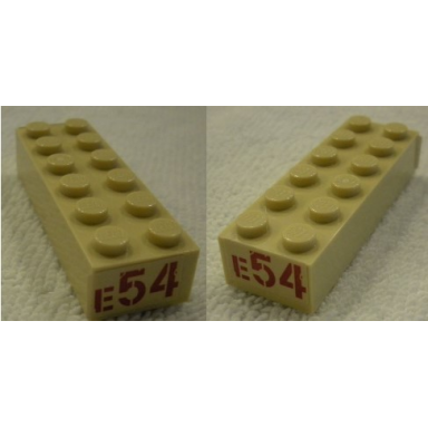 tan brick 2 x 6 with red e54 pattern on both ends stickers - set 75974