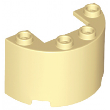 tan cylinder half 2 x 4 x 2 with 1 x 2 cutout