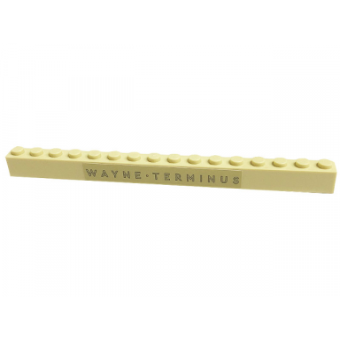 tan brick 1 x 16 with wayne terminus pattern sticker - set 76183