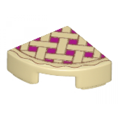tan tile round 1 x 1 quarter with lattice pie pattern