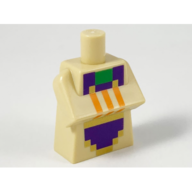 torso modified long with folded arms with pixelated dark purple gold green and orange minecraft desert villager blacksmith pattern
