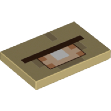 tan tile 2 x 3 with minecraft elder guardian face pattern