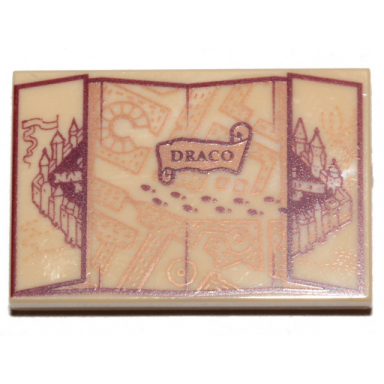 tan tile 2 x 3 with marauders map and draco pattern