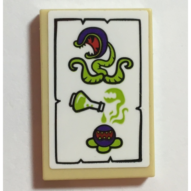 tan tile 2 x 3 with white parchment flask lime vapors and dark purple carnivorous plant pattern sticker - set 41188