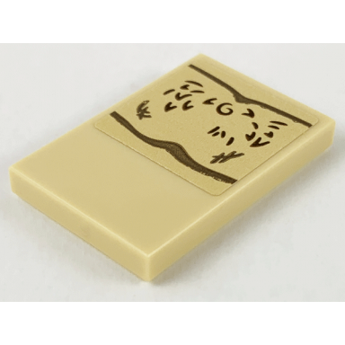 tan tile 2 x 3 with dark brown muscle lines and chest hair pattern sticker - set 75967