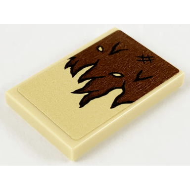tan tile 2 x 3 with reddish brown tattered cloth pattern sticker - set 75967