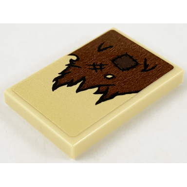 tan tile 2 x 3 with reddish brown tattered cloth and dark brown patch pattern sticker - set 75967