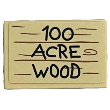 tan tile 2 x 3 with black 100 acre wood and wood grain pattern sticker - set 21326