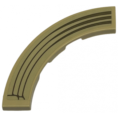 tan tile round corner 4 x 4 macaroni with dark tan curved arch pattern model left side sticker - set 76413