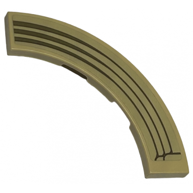 tan tile round corner 4 x 4 macaroni with dark tan curved arch pattern model right side sticker - set 76413