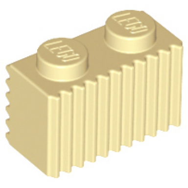 tan brick modified 1 x 2 with grille fluted profile