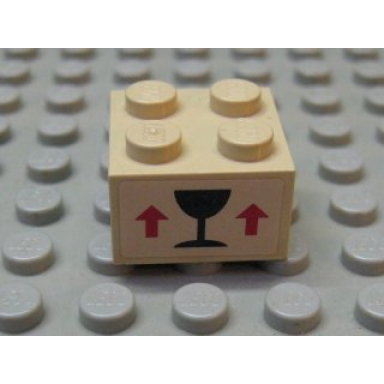 tan brick 2 x 2 with black wineglass and 2 red arrows up on tan background pattern sticker - set 7997