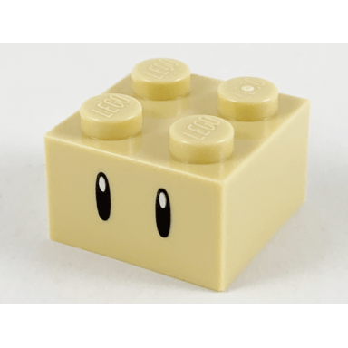 tan brick 2 x 2 with black oval eyes with white pupils pattern super mario 1-up mushroom super mushroom head