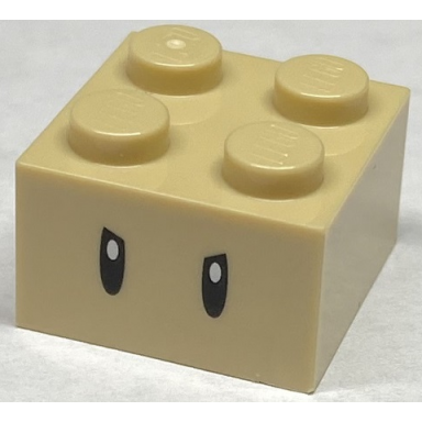 tan brick 2 x 2 with black angry eyes with white pupils pattern super mario poison mushroom