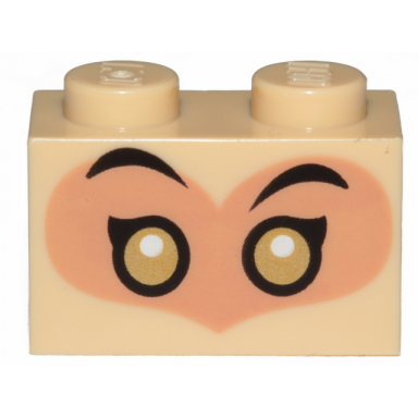 tan brick 1 x 2 with gold eyes with white pupils and black eyebrows on nougat heart pattern monkey king