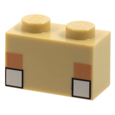 tan brick 1 x 2 with pixelated minecraft white eyes pattern
